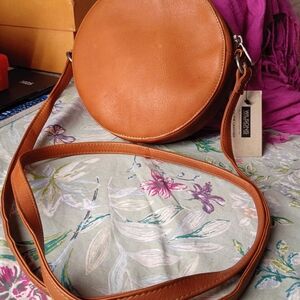 NWT Round Crossbody Bag Genuine Leather